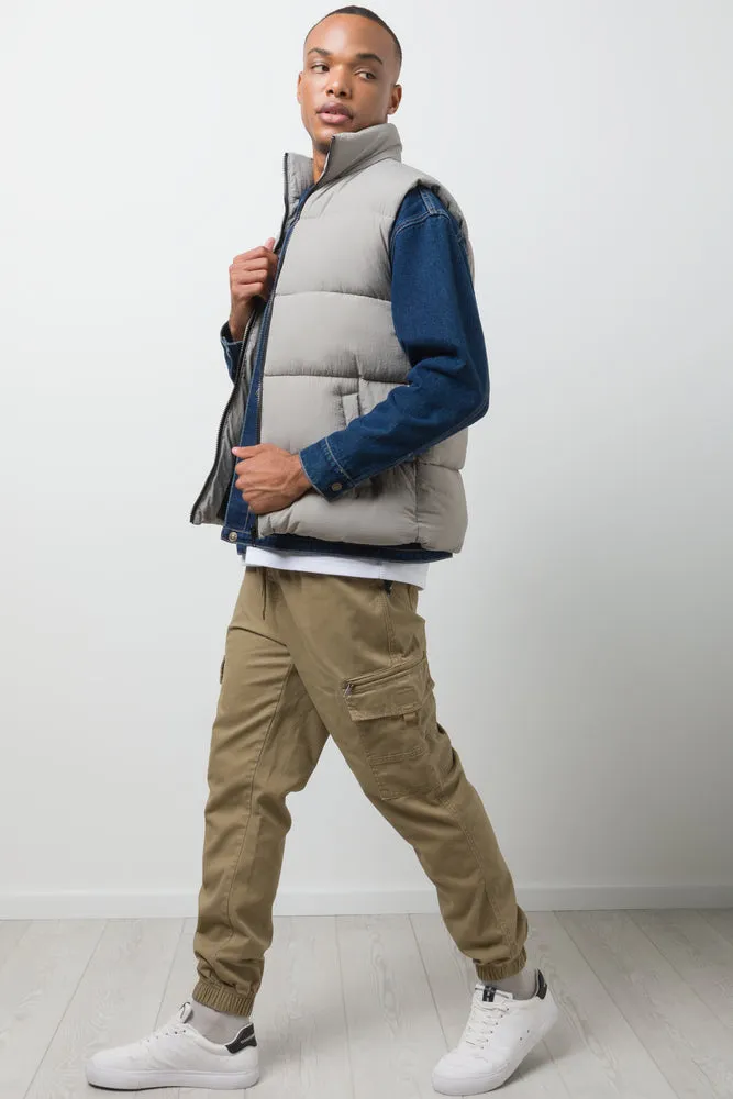 Sleeveless Puffer Jacket Light Grey