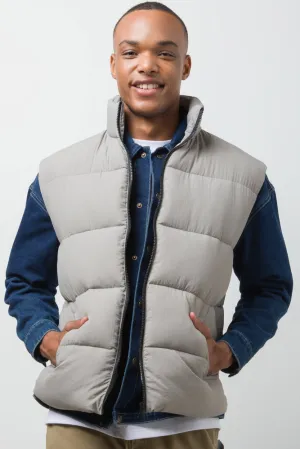 Sleeveless Puffer Jacket Light Grey