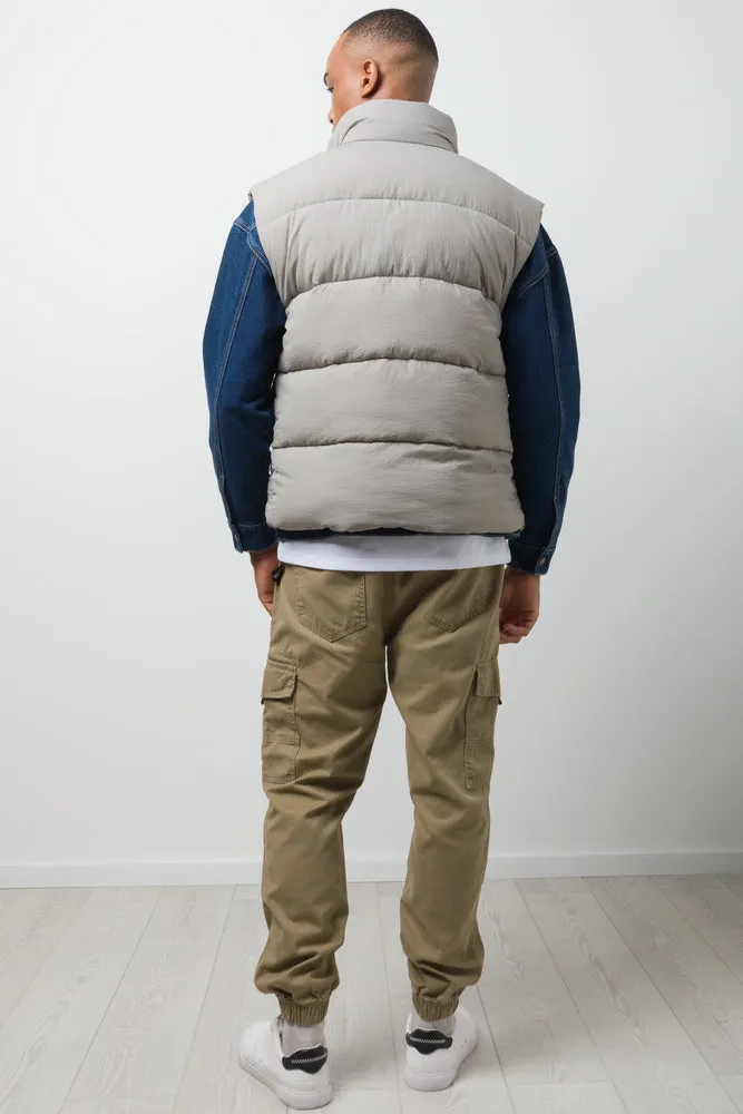 Sleeveless Puffer Jacket Light Grey
