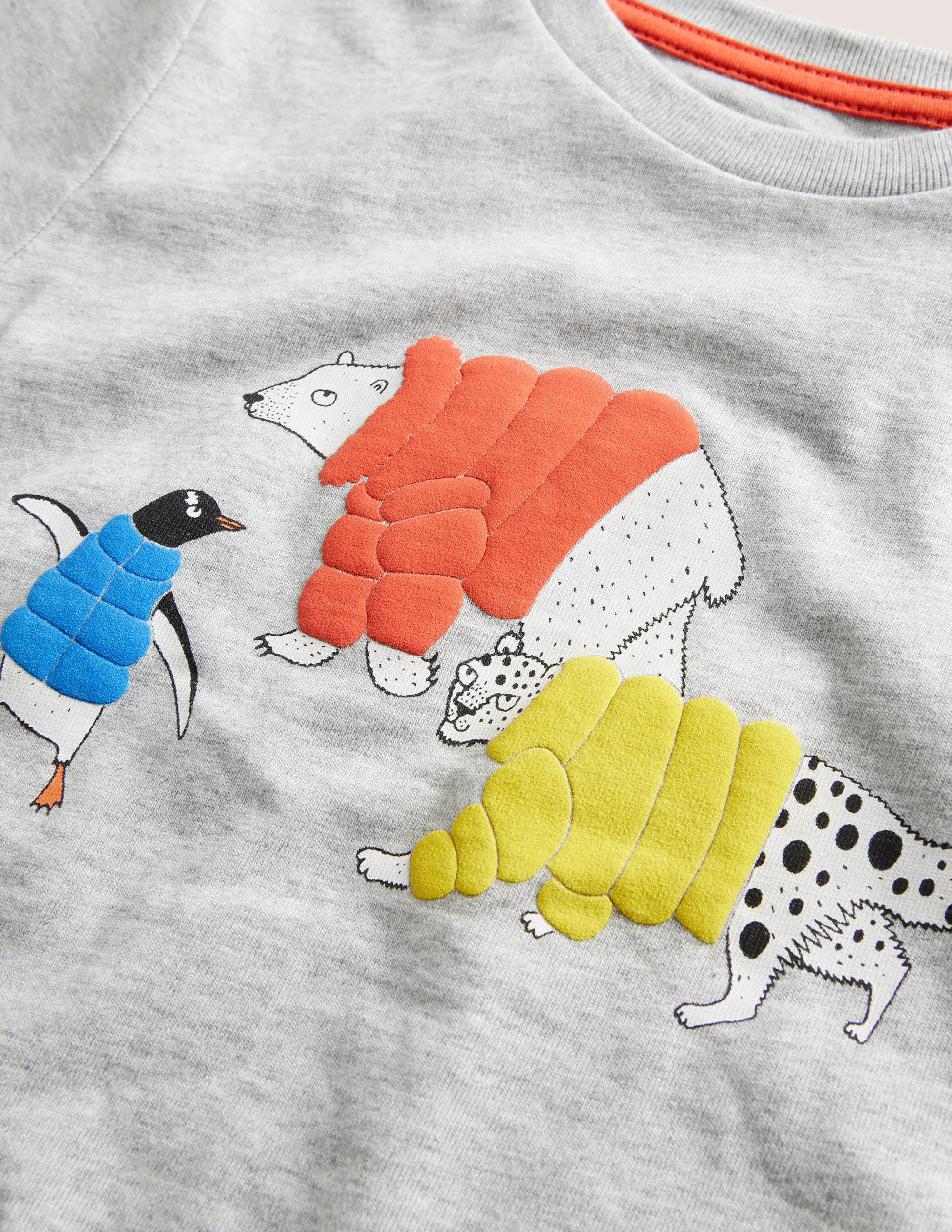 Small Scale Puff Print T-shirt-Grey Marl Animals