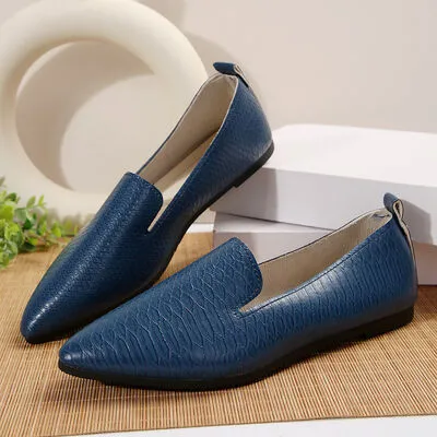 Snake Print Pointed Toe Slip-Ons