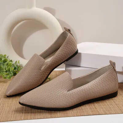 Snake Print Pointed Toe Slip-Ons