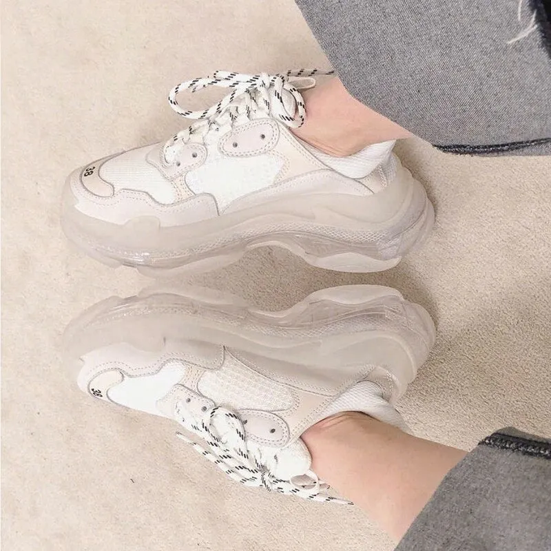 Sneakers Women PVC Flats Round Toe Shoes Women Brand Ladies Shoes Sport Dad Shoes Casual Zapatos De Mujer New Sapato Feminino