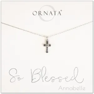 “So Blessed” Sterling Silver Cross and Heart Necklace on Personalized Jewelry Card