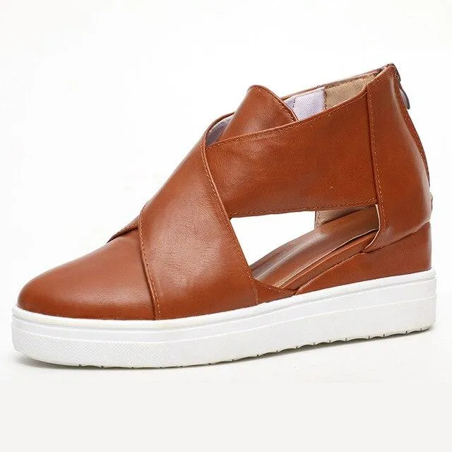 Solid High Flats wedges Heel Height Increasing Chunky Platform Vulcanized Sneakers Shoes