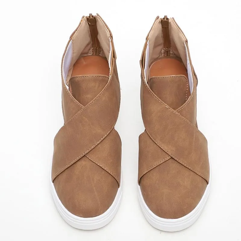 Solid High Flats wedges Heel Height Increasing Chunky Platform Vulcanized Sneakers Shoes