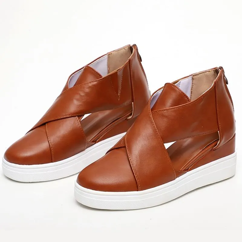 Solid High Flats wedges Heel Height Increasing Chunky Platform Vulcanized Sneakers Shoes
