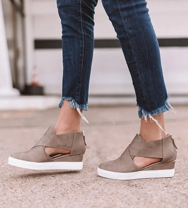 Solid High Flats wedges Heel Height Increasing Chunky Platform Vulcanized Sneakers Shoes