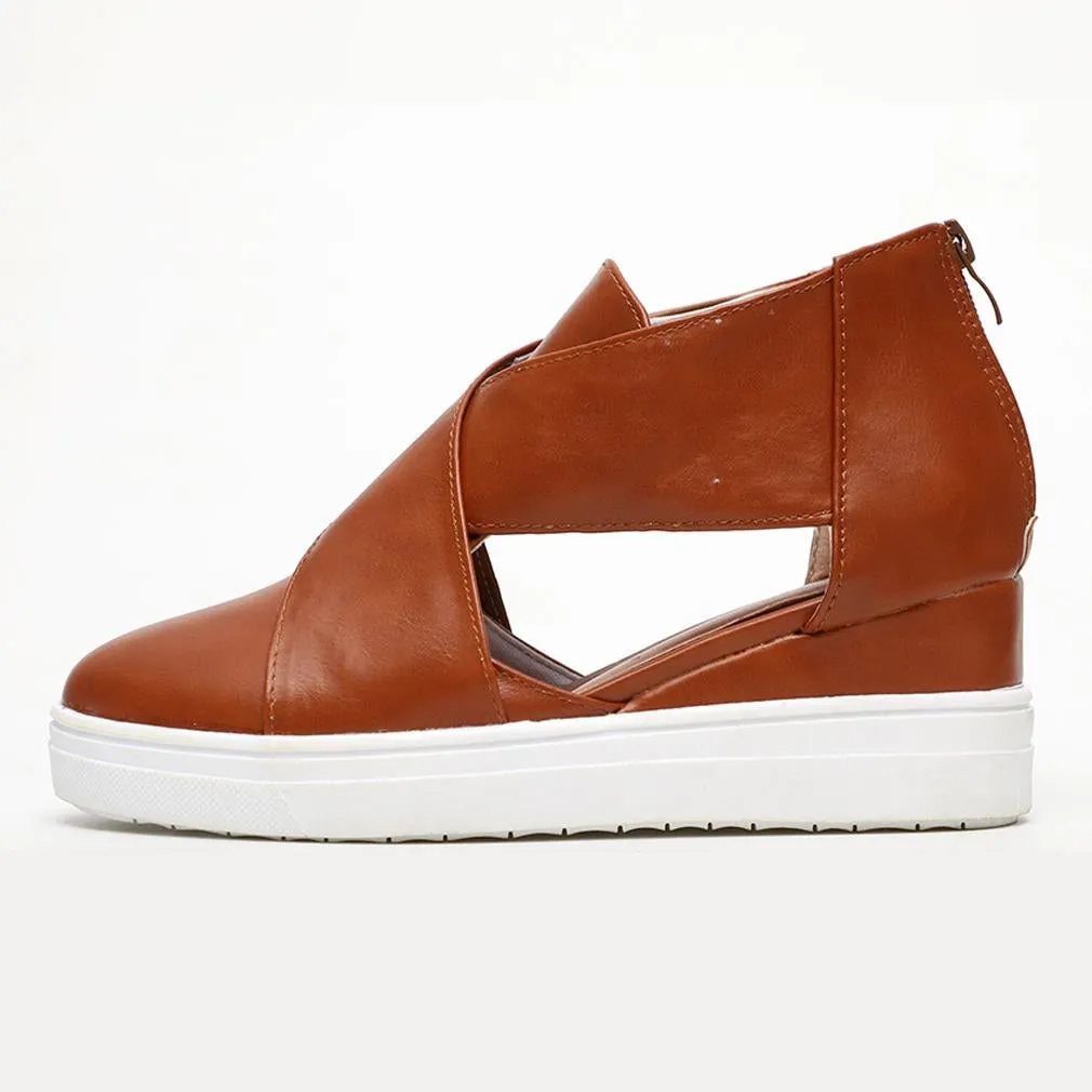 Solid High Flats wedges Heel Height Increasing Chunky Platform Vulcanized Sneakers Shoes