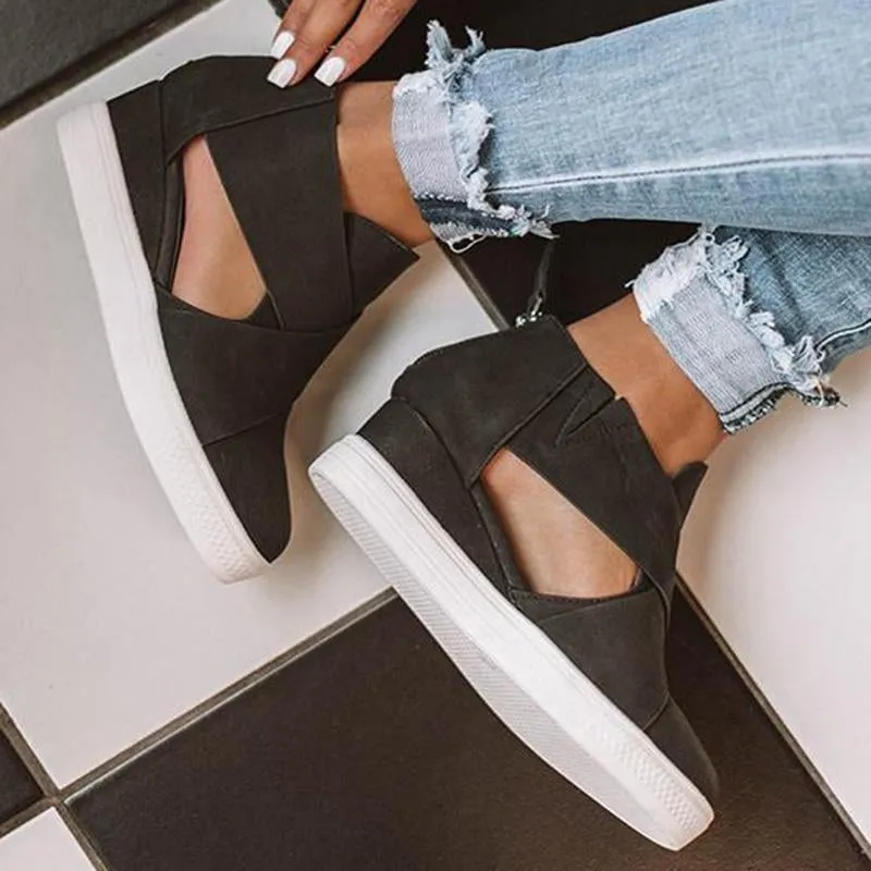 Solid High Flats wedges Heel Height Increasing Chunky Platform Vulcanized Sneakers Shoes