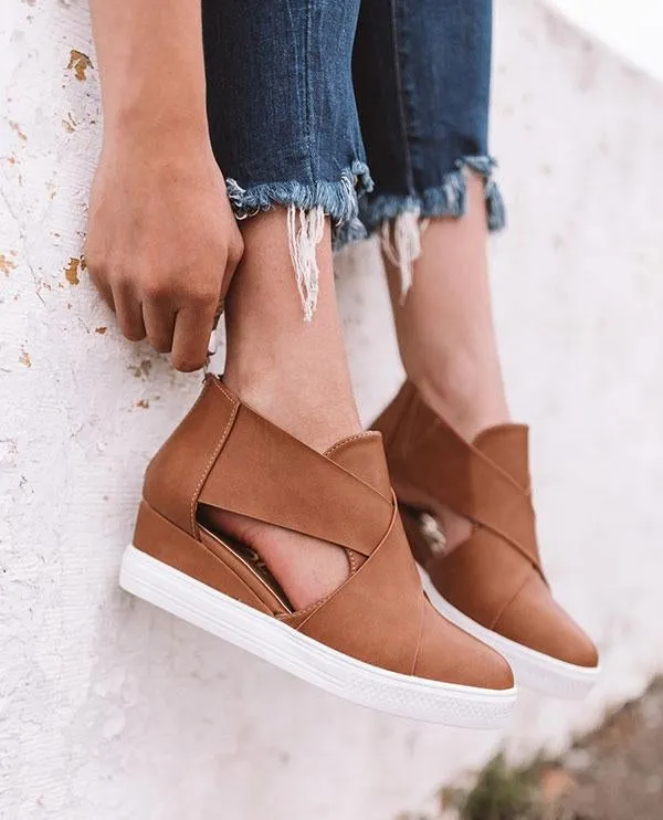 Solid High Flats wedges Heel Height Increasing Chunky Platform Vulcanized Sneakers Shoes