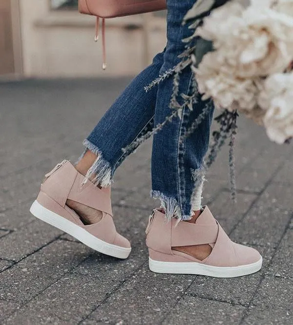 Solid High Flats wedges Heel Height Increasing Chunky Platform Vulcanized Sneakers Shoes