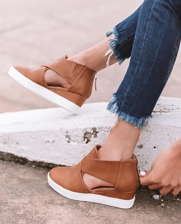 Solid High Flats wedges Heel Height Increasing Chunky Platform Vulcanized Sneakers Shoes