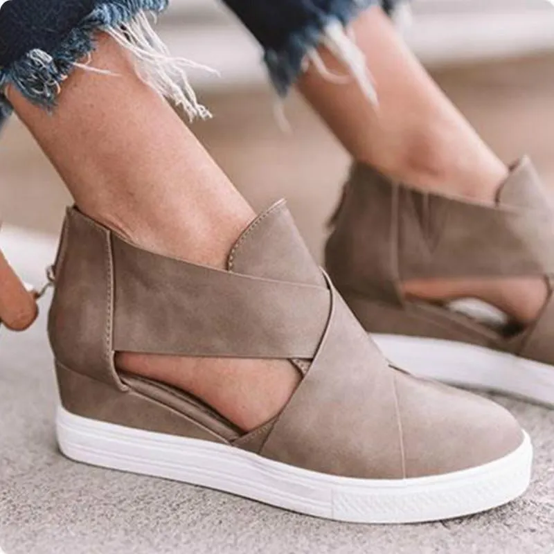 Solid High Flats wedges Heel Height Increasing Chunky Platform Vulcanized Sneakers Shoes