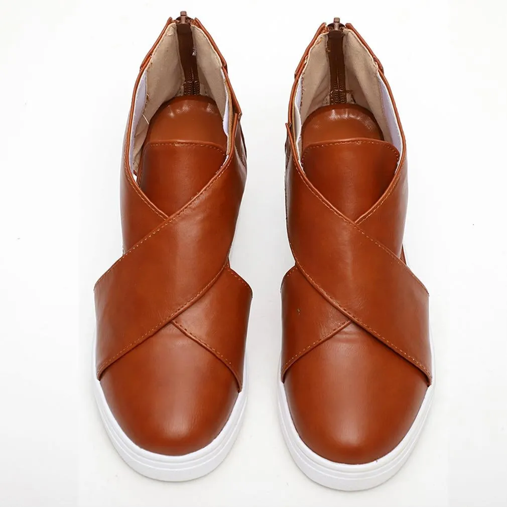 Solid High Flats wedges Heel Height Increasing Chunky Platform Vulcanized Sneakers Shoes
