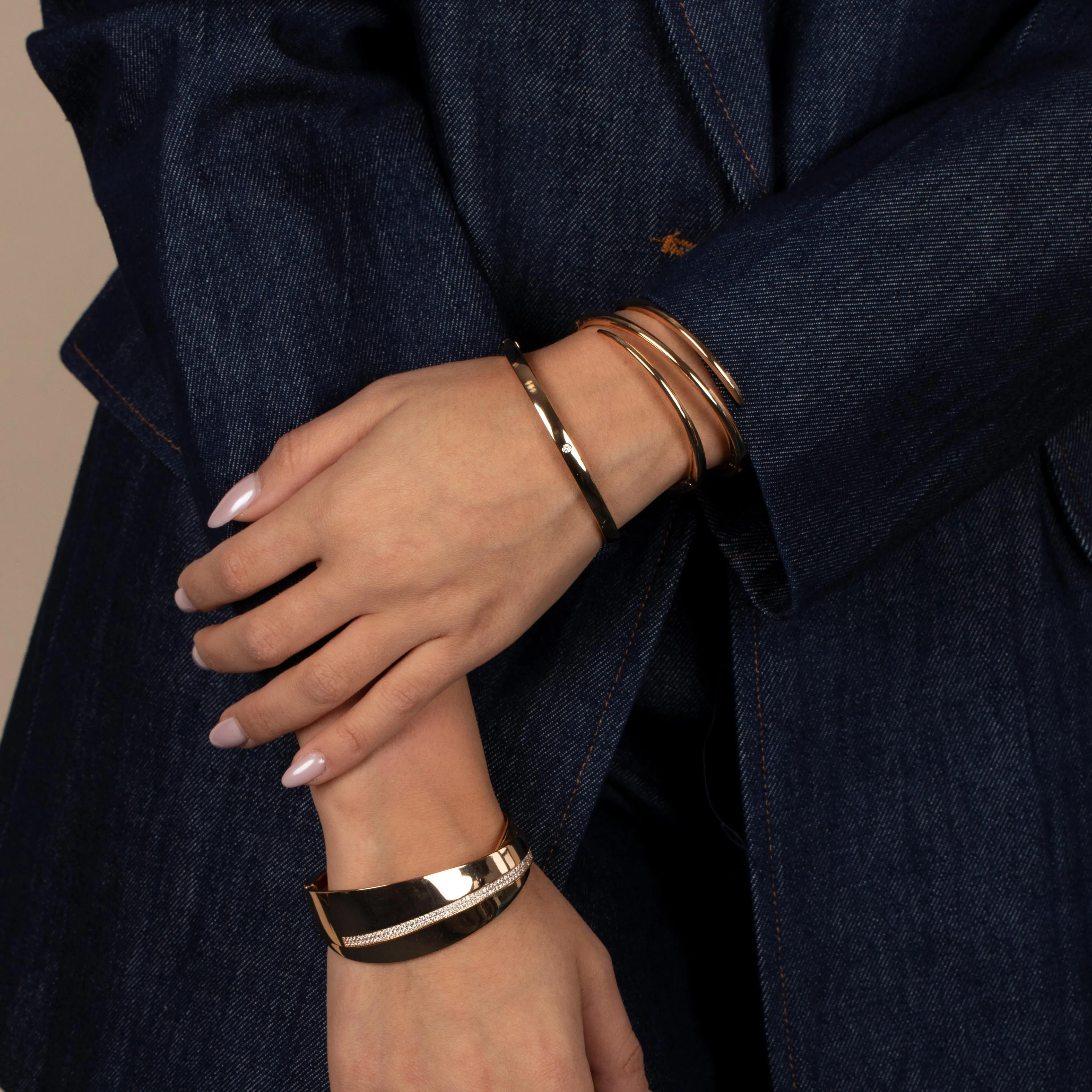 Solid Triple Wrap Bangle Bracelet
