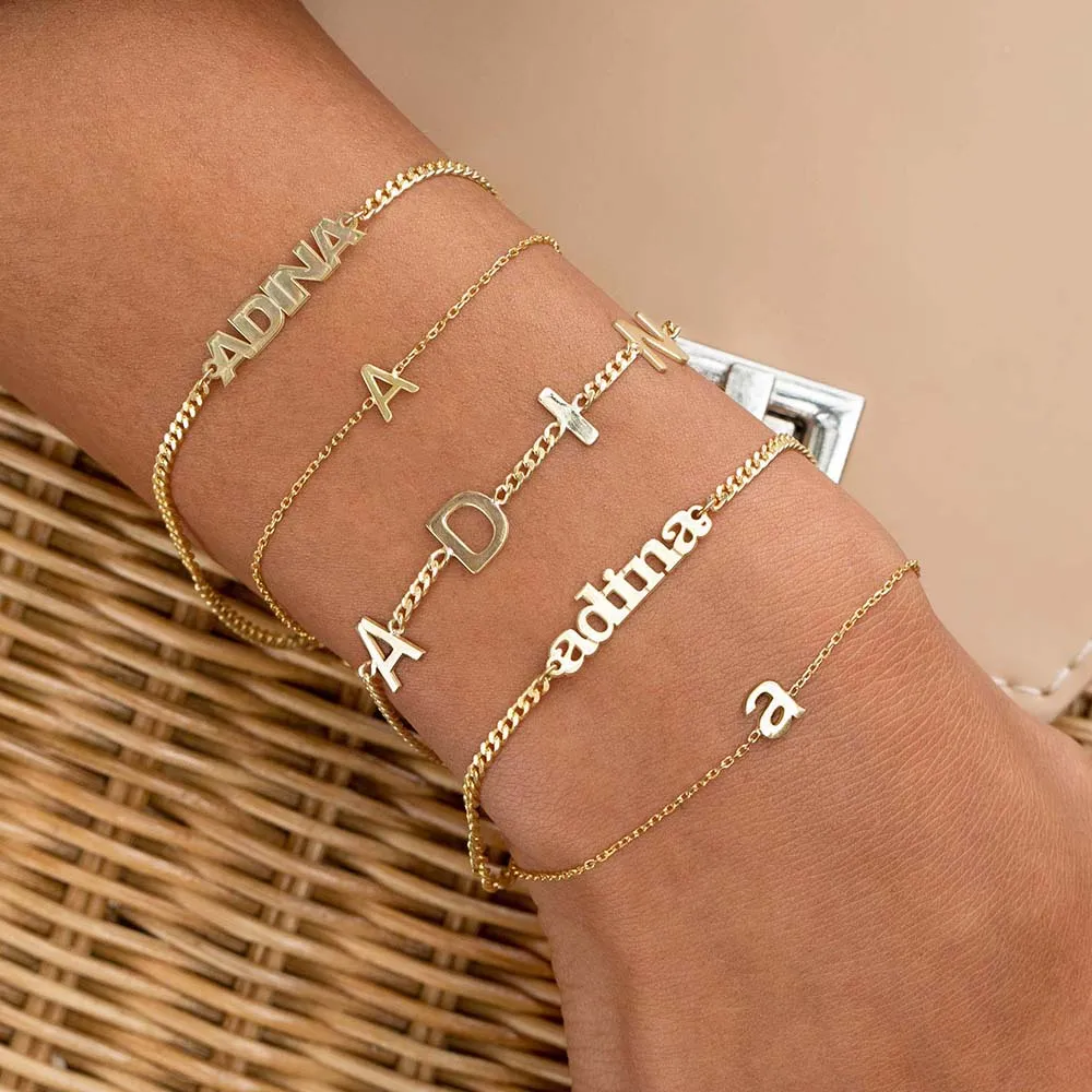 Solid Uppercase Initial Bracelet