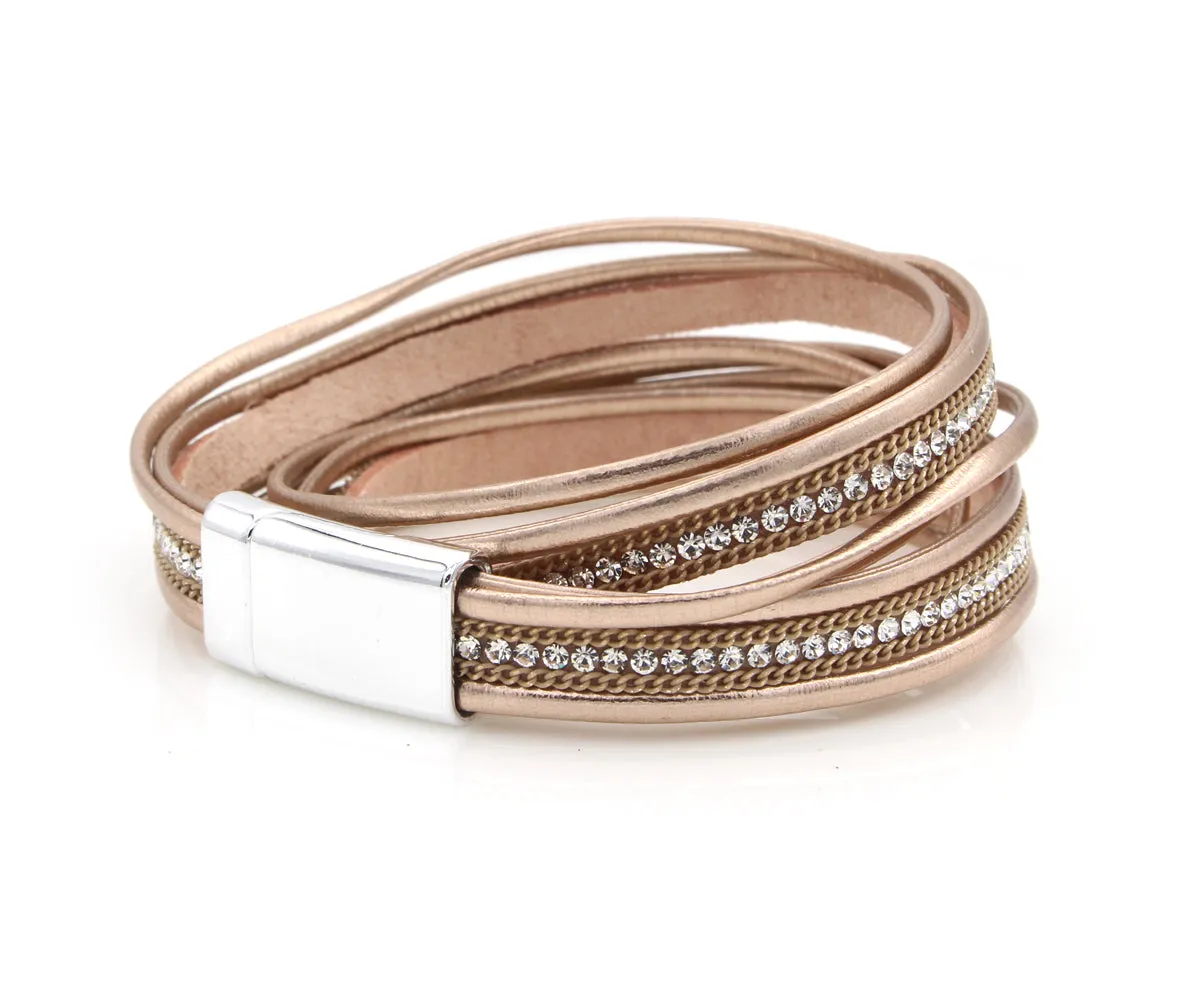 Sparkly Metallic Champagne Double Wrap Bracelet