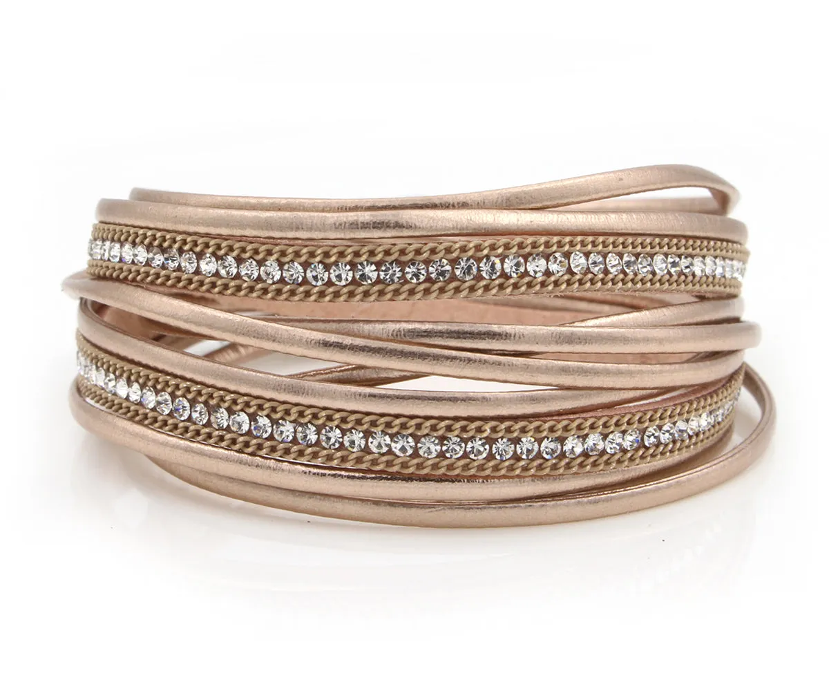 Sparkly Metallic Champagne Double Wrap Bracelet