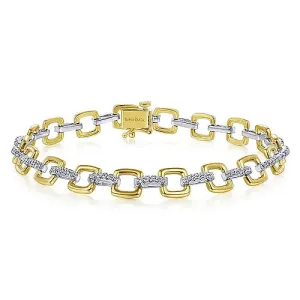 Square Link Tennis Bracelet with Diamond Link Connectors