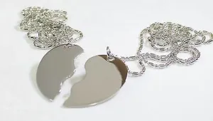 STAINLESS  SPLIT HEART LOVE FRIENDSHIP TAG BLANK  NECKLACES FREE ENGRAVING