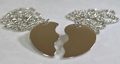 STAINLESS  SPLIT HEART LOVE FRIENDSHIP TAG BLANK  NECKLACES FREE ENGRAVING