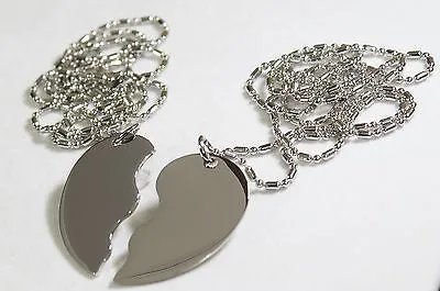 STAINLESS  SPLIT HEART LOVE FRIENDSHIP TAG BLANK  NECKLACES FREE ENGRAVING