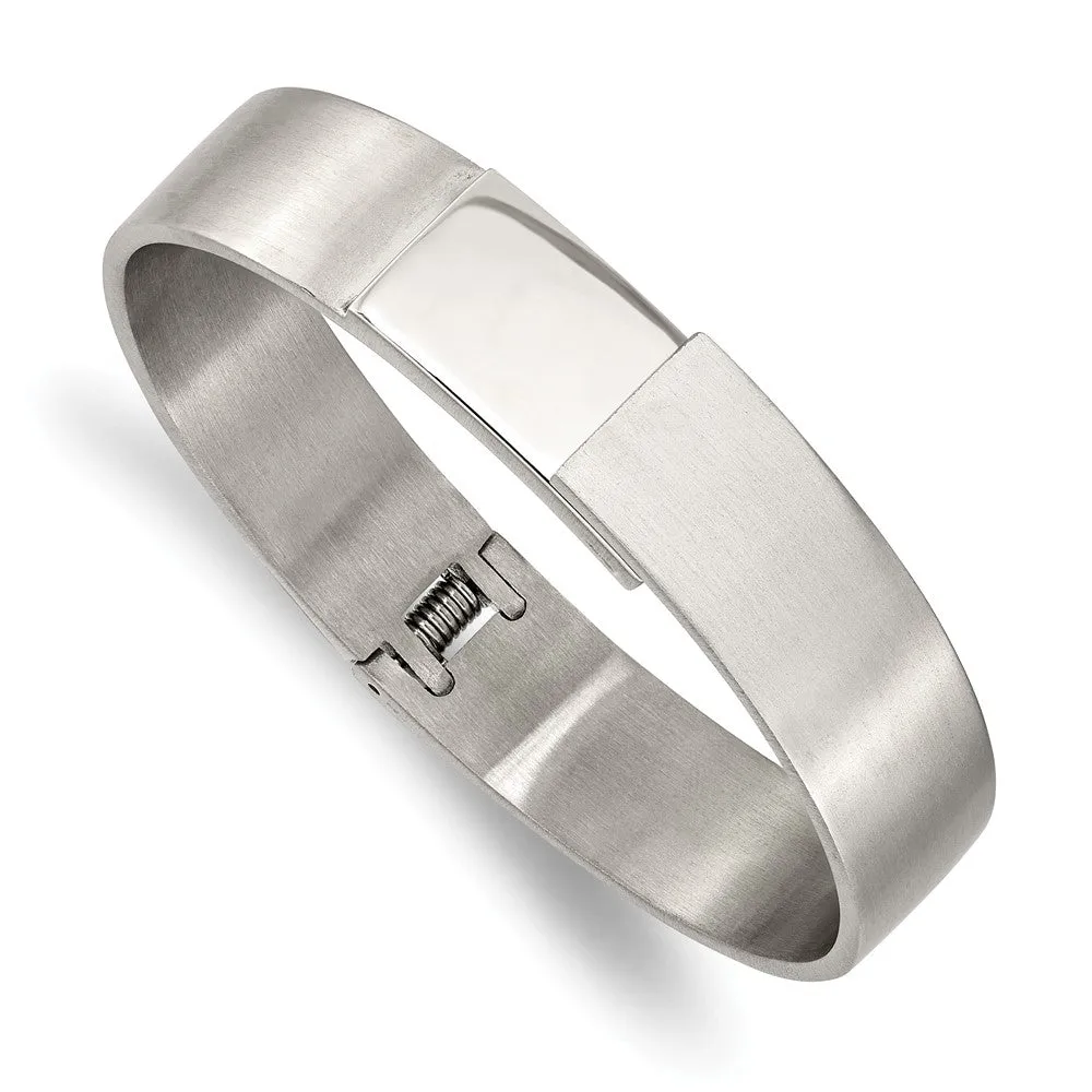 Stainless Steel Brushed and Polished 13mm Hinged Bangle