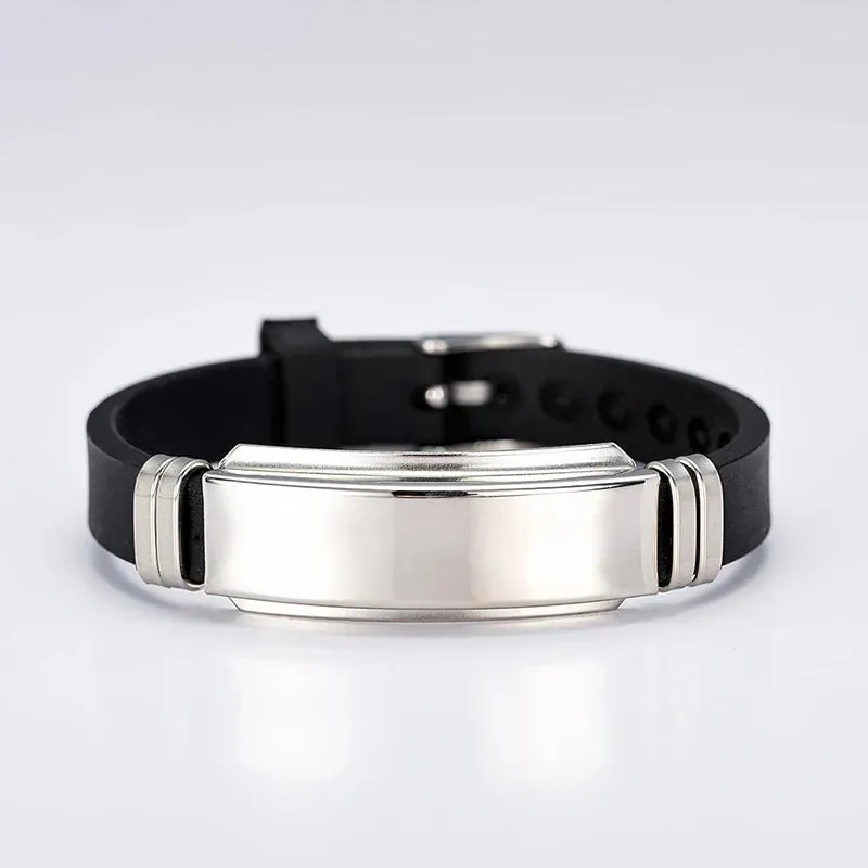 Stainless Steel Leather Charm Bracelet