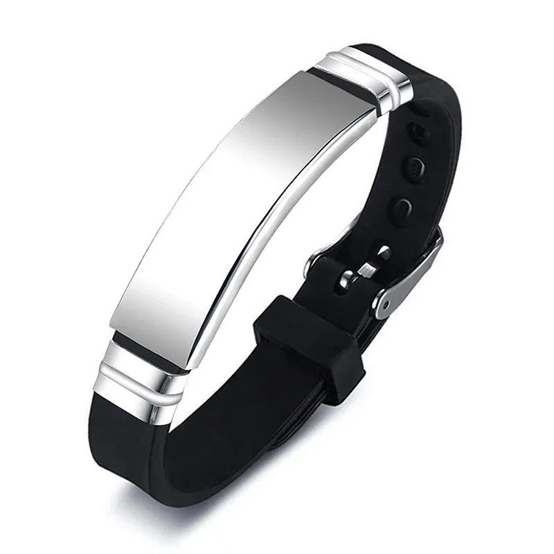 Stainless Steel Leather Charm Bracelet