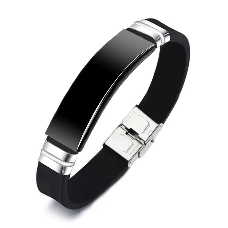 Stainless Steel Leather Charm Bracelet
