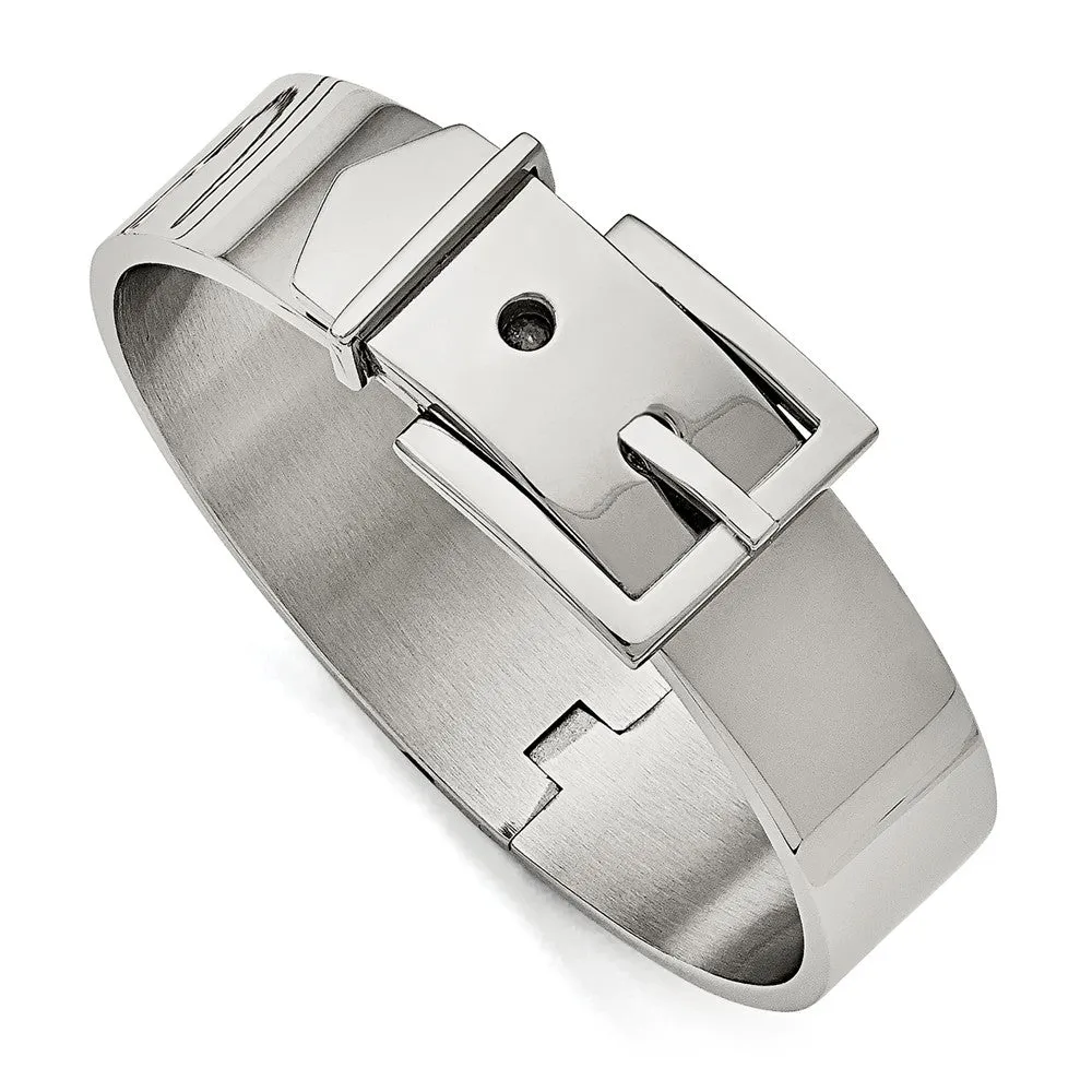 Stainless Steel Polished Hinged Buckle Bangle