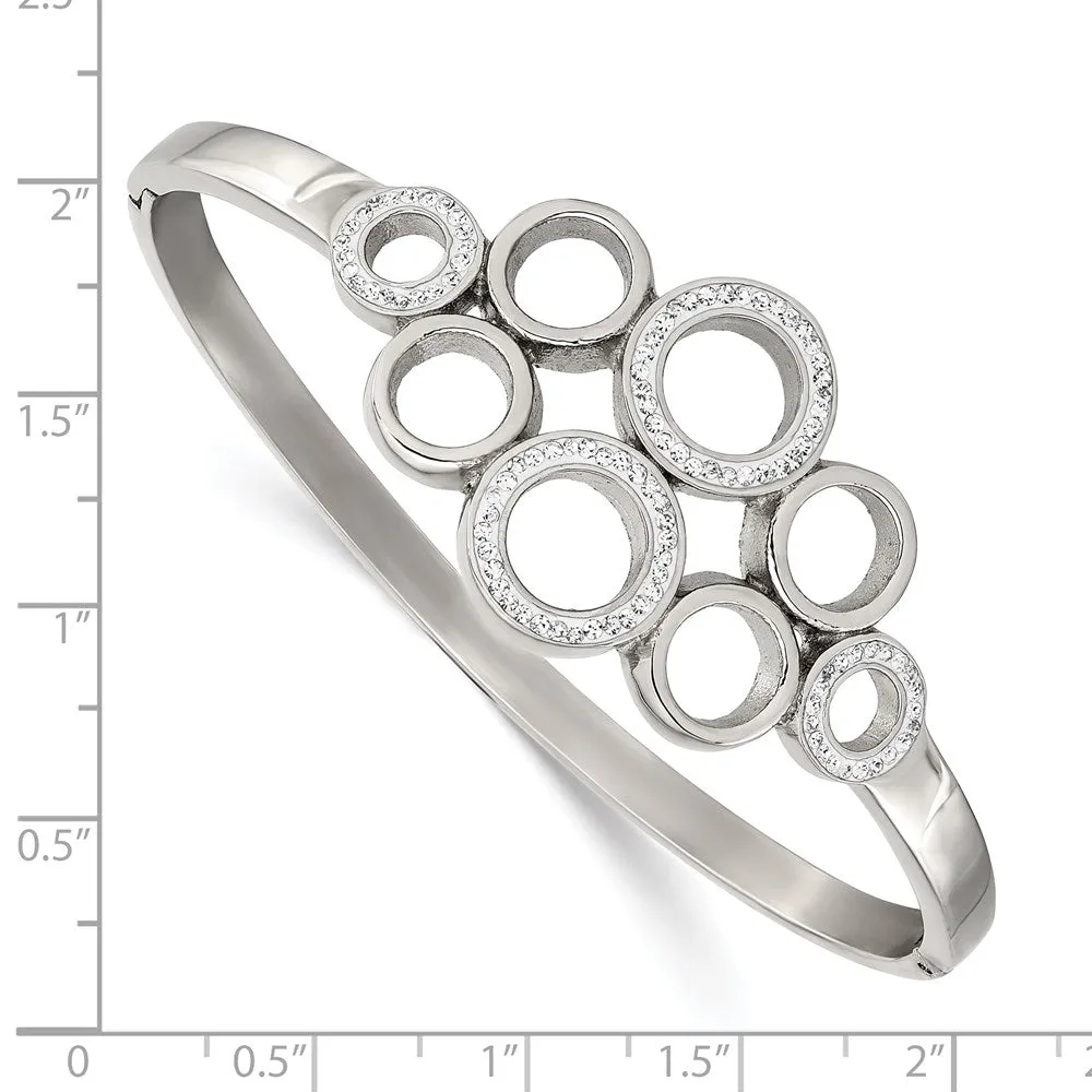 Stainless Steel Polished with Preciosa Crystal Hinged Bangle