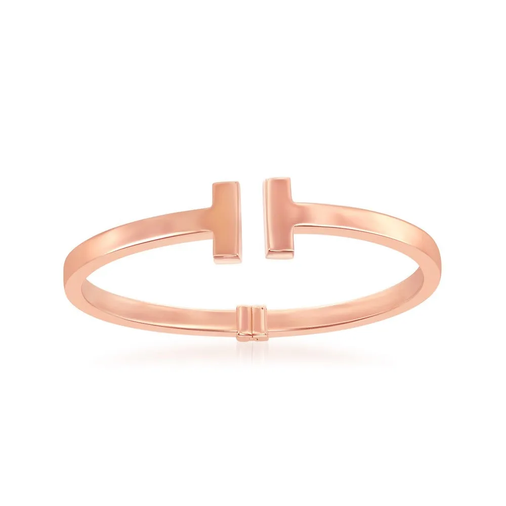 Sterling Silver Shiny Hinged Bangle - Gold Plated