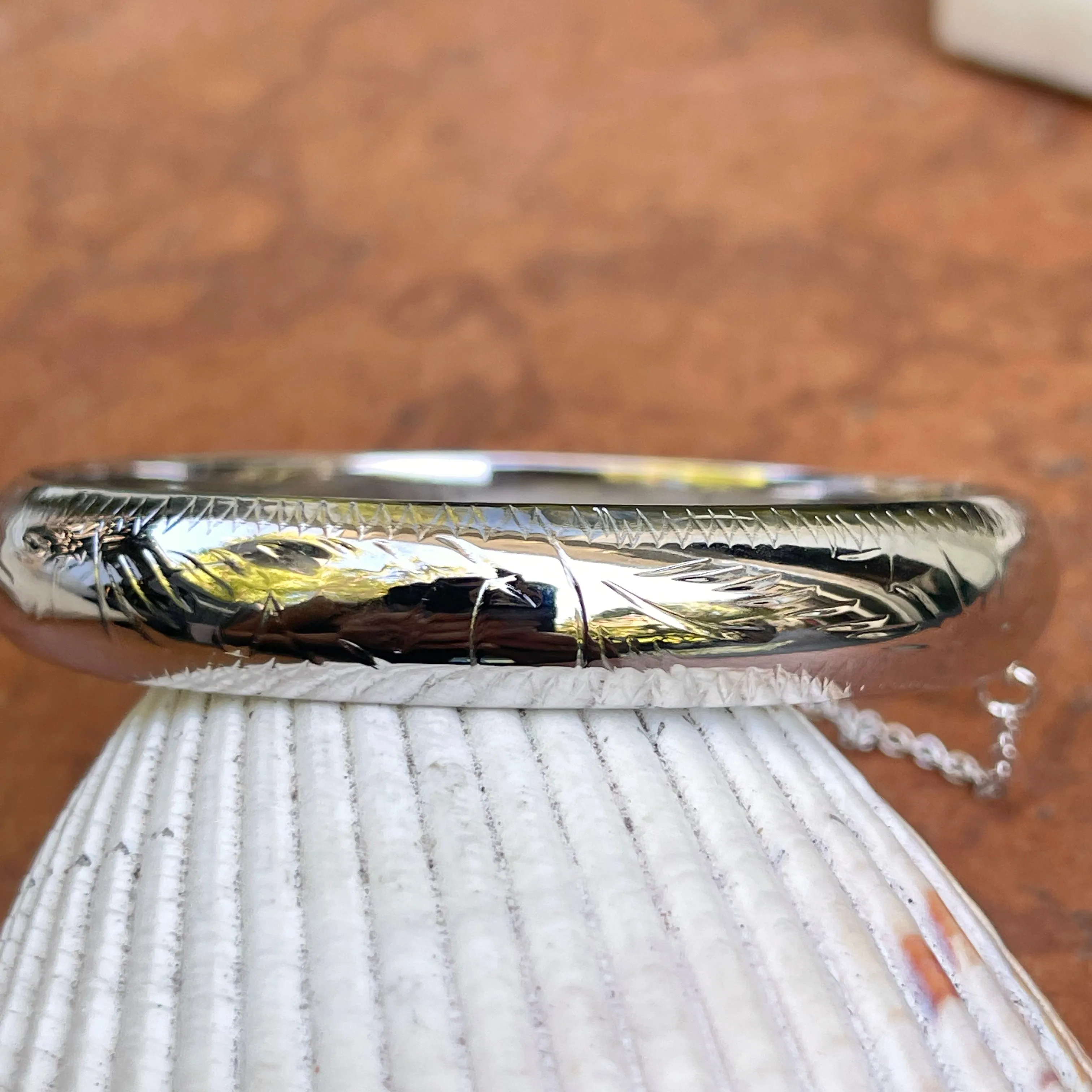 Sterling Silver Wide Diamond-Cut Bangle Bracelet 10.25mm