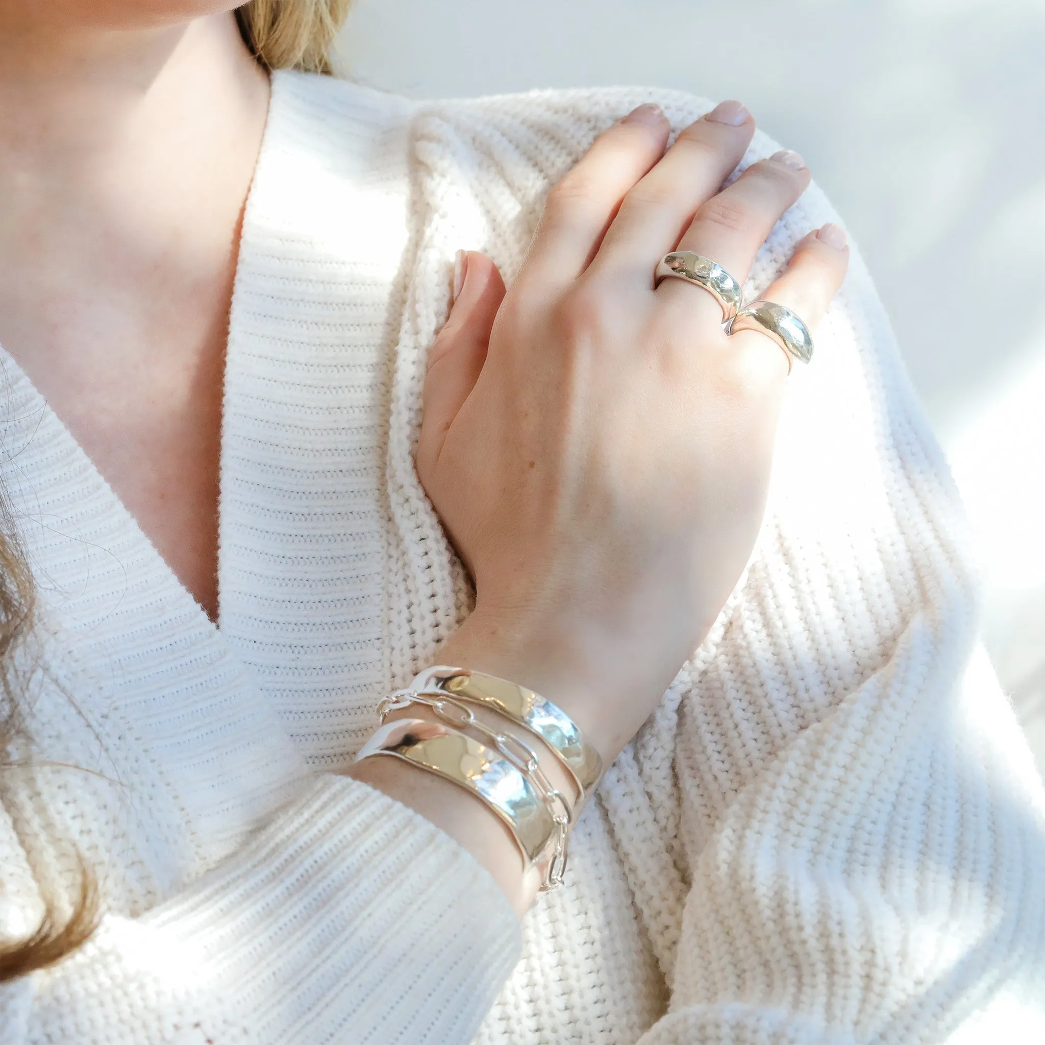 Sterling Silver Wide "Melt" Cuff Bracelet