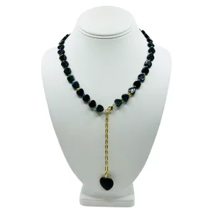 Stone Heart Necklace Black Goldstone