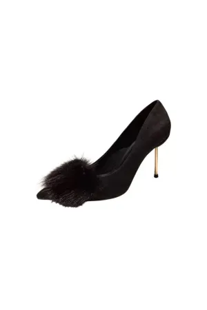 Suede Point Toe Stiletto Pumps