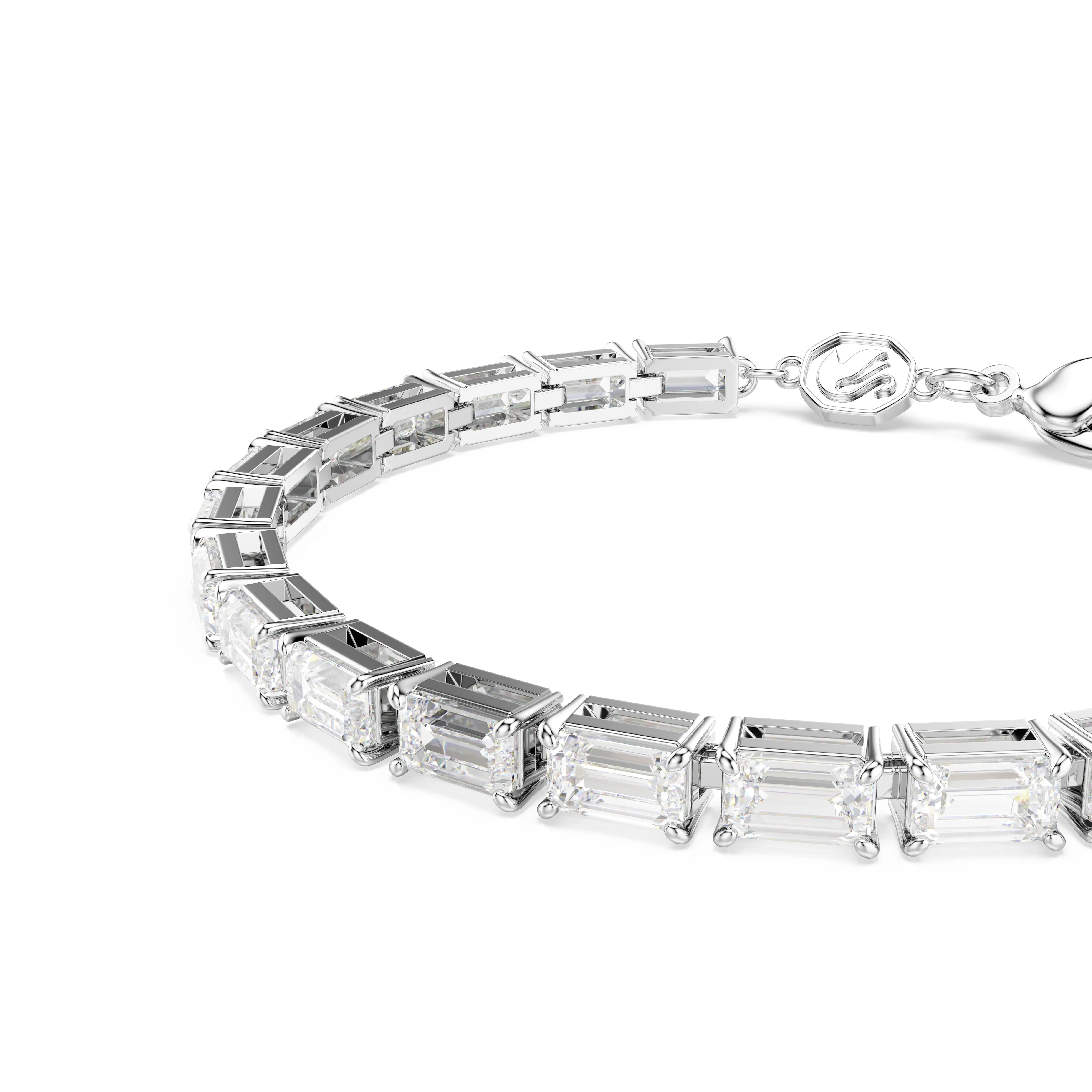 Swarovski Rhodium Matrix Tennis Baguette Cut Bracelet