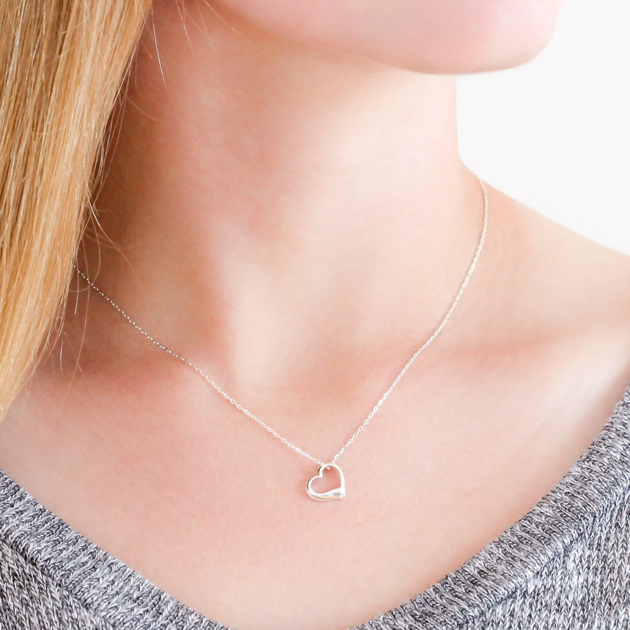 “Sweetheart” Sterling Silver Heart Necklace on Personalized Jewelry Card
