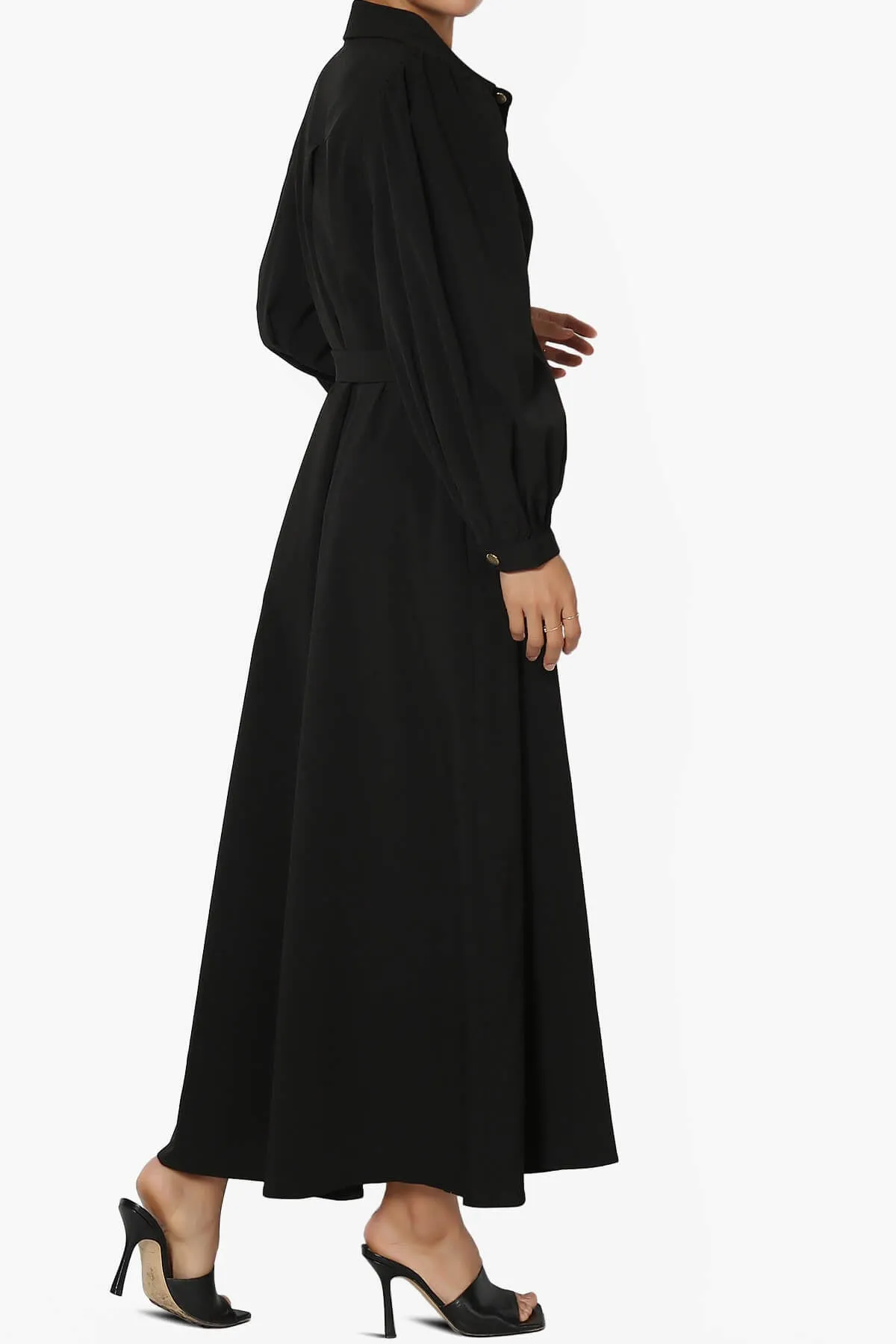 Syrie Puff Sleeve Woven Maxi Shirt Dress