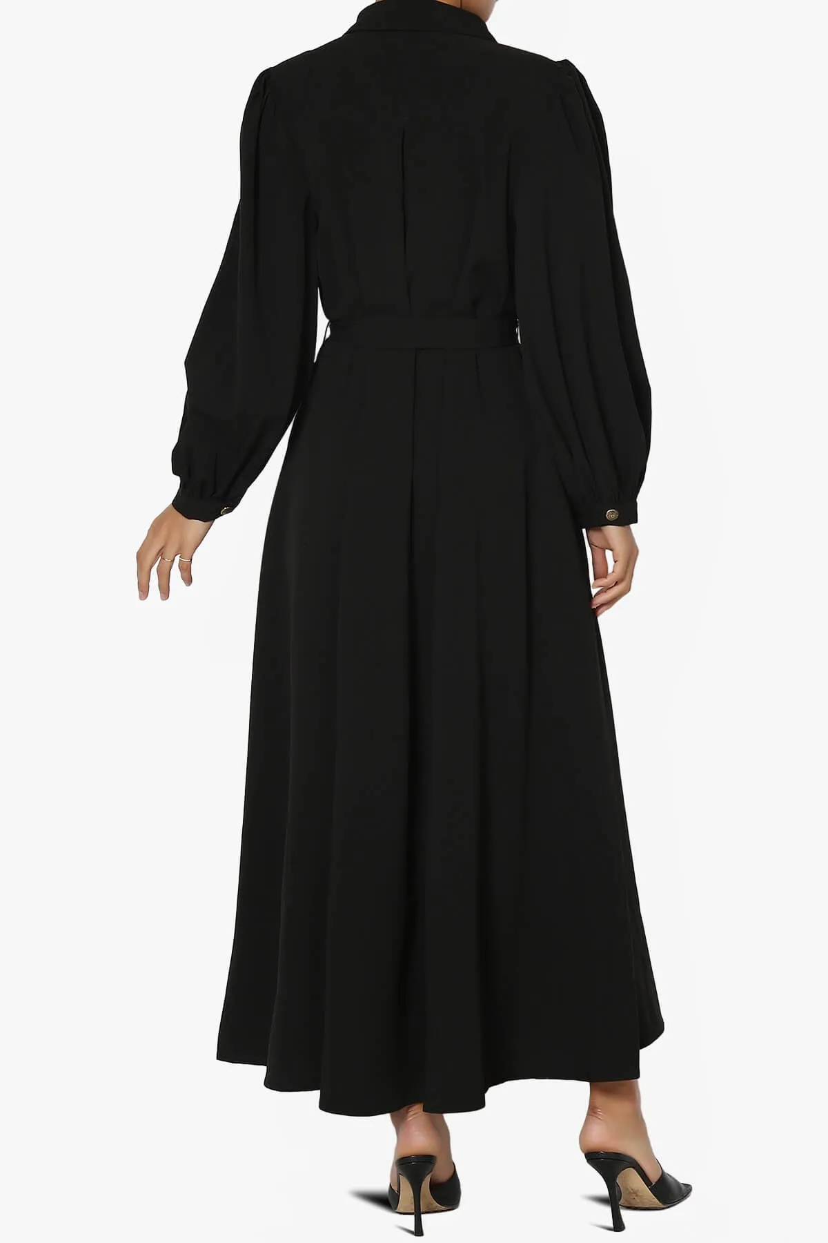 Syrie Puff Sleeve Woven Maxi Shirt Dress