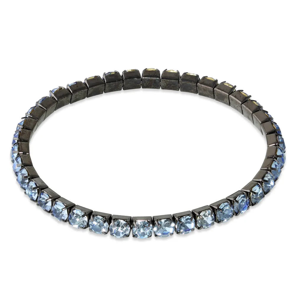 Tanzanite Glass Elastic Tennis Bracelet (Not Sterling Silver)