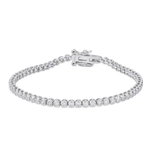 Tennis cubic zirconia sterling silver rhodium plated fine bracelet