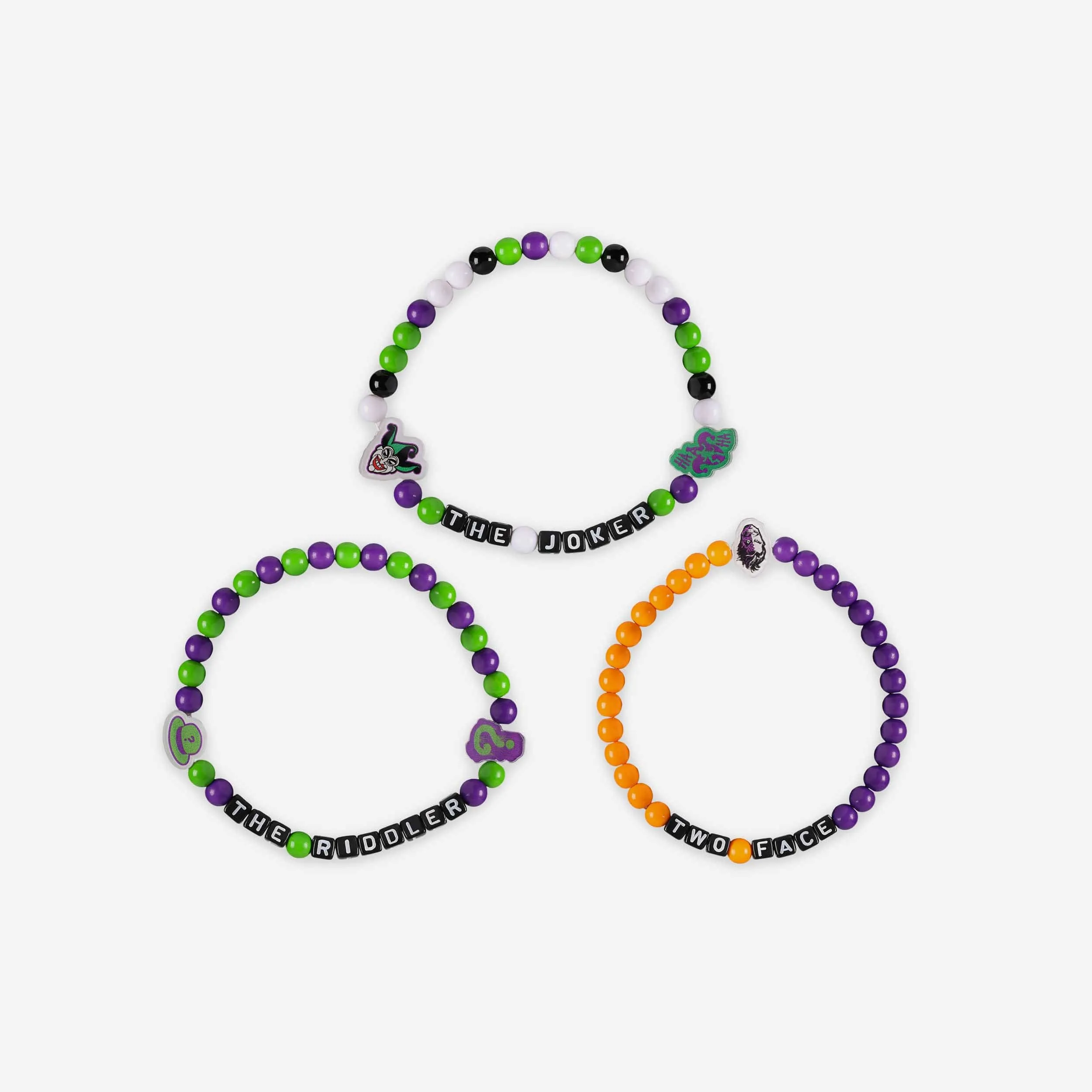 The Joker™ & Riddler™ & Two Face™ DC 3 Pack Beaded Friendship Bracelet