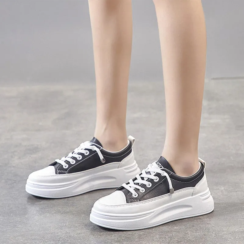 Thick-Sole Women's Casual Sneakers - Korean Style Platform Flats