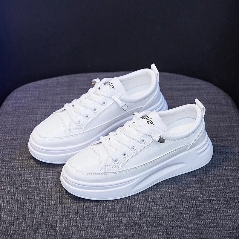 Thick-Sole Women's Casual Sneakers - Korean Style Platform Flats