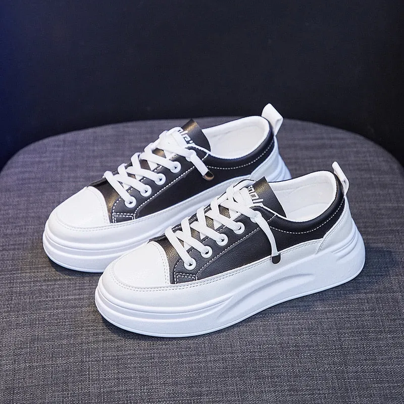 Thick-Sole Women's Casual Sneakers - Korean Style Platform Flats