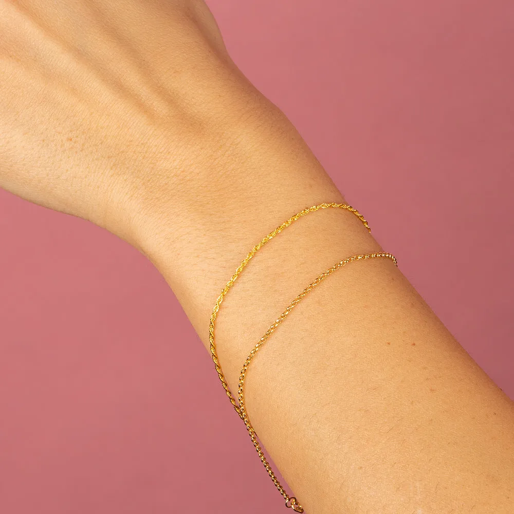 Thin Rope Chain Bracelet 14K