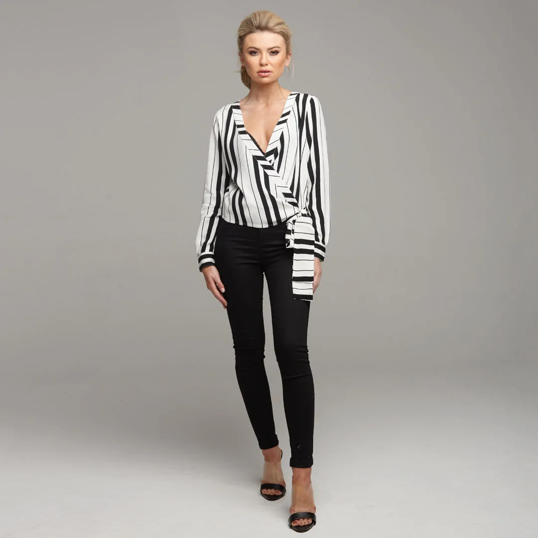 TIA WRAP STRIPE SHIRT - CT064